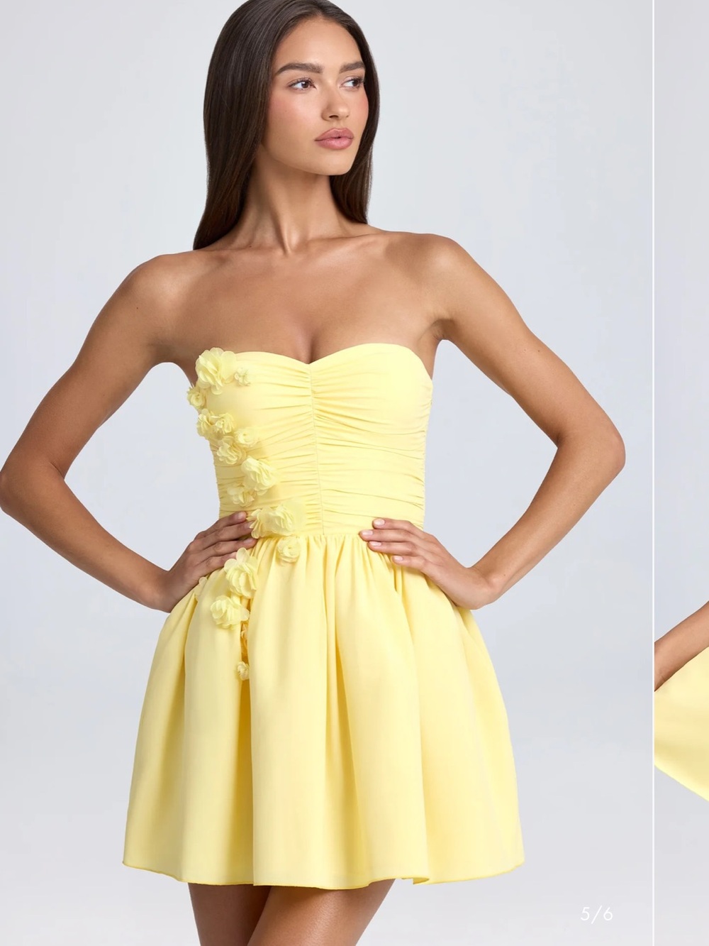 Oh Polly MIRABELLE Bandeau Floral-Appliqué Mini Corset Dress in Lemon Sherbet - Picture 5 of 5